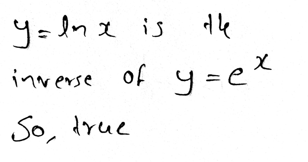 The Logarithmic Function Y Ln X Is The Inverse Of Gauthmath