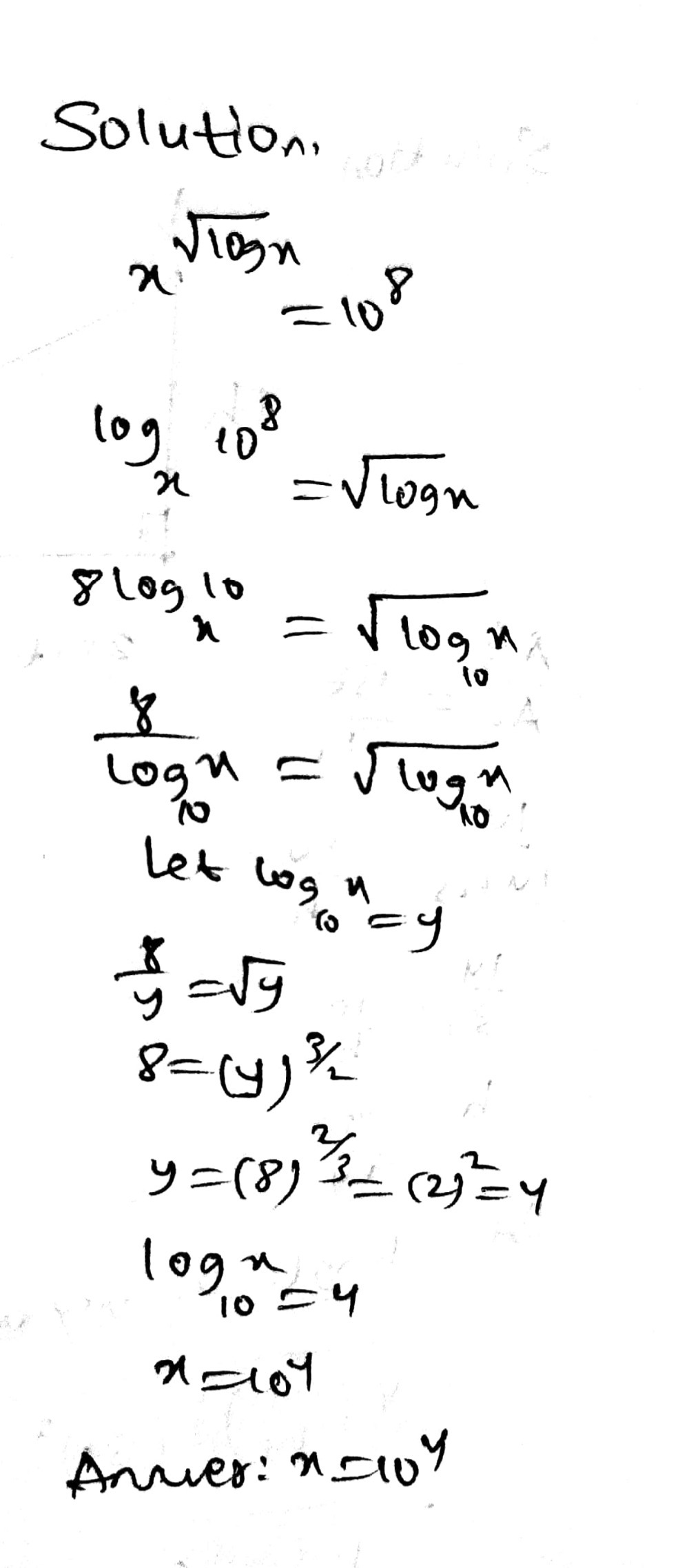 x-square-root-of-log-x-108-gauthmath