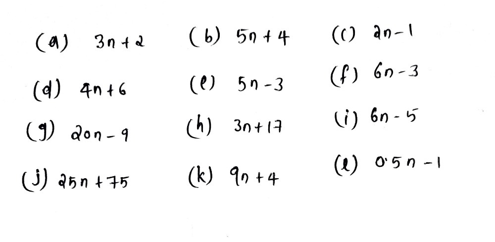 Question 1 Find The Nth Term For Each Of The Gauthmath