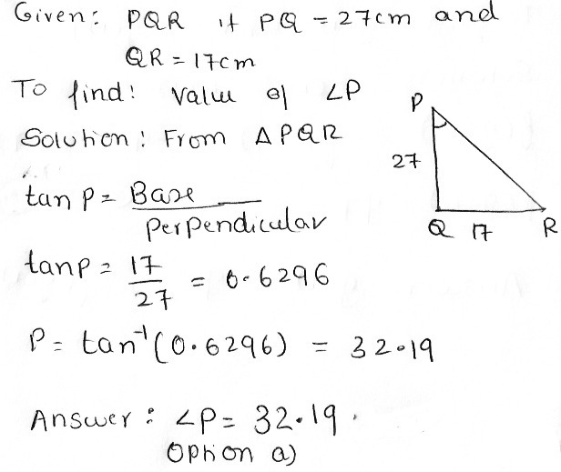 14 In A Right Triangle Pqr If Pq Is 27 Cm Gauthmath