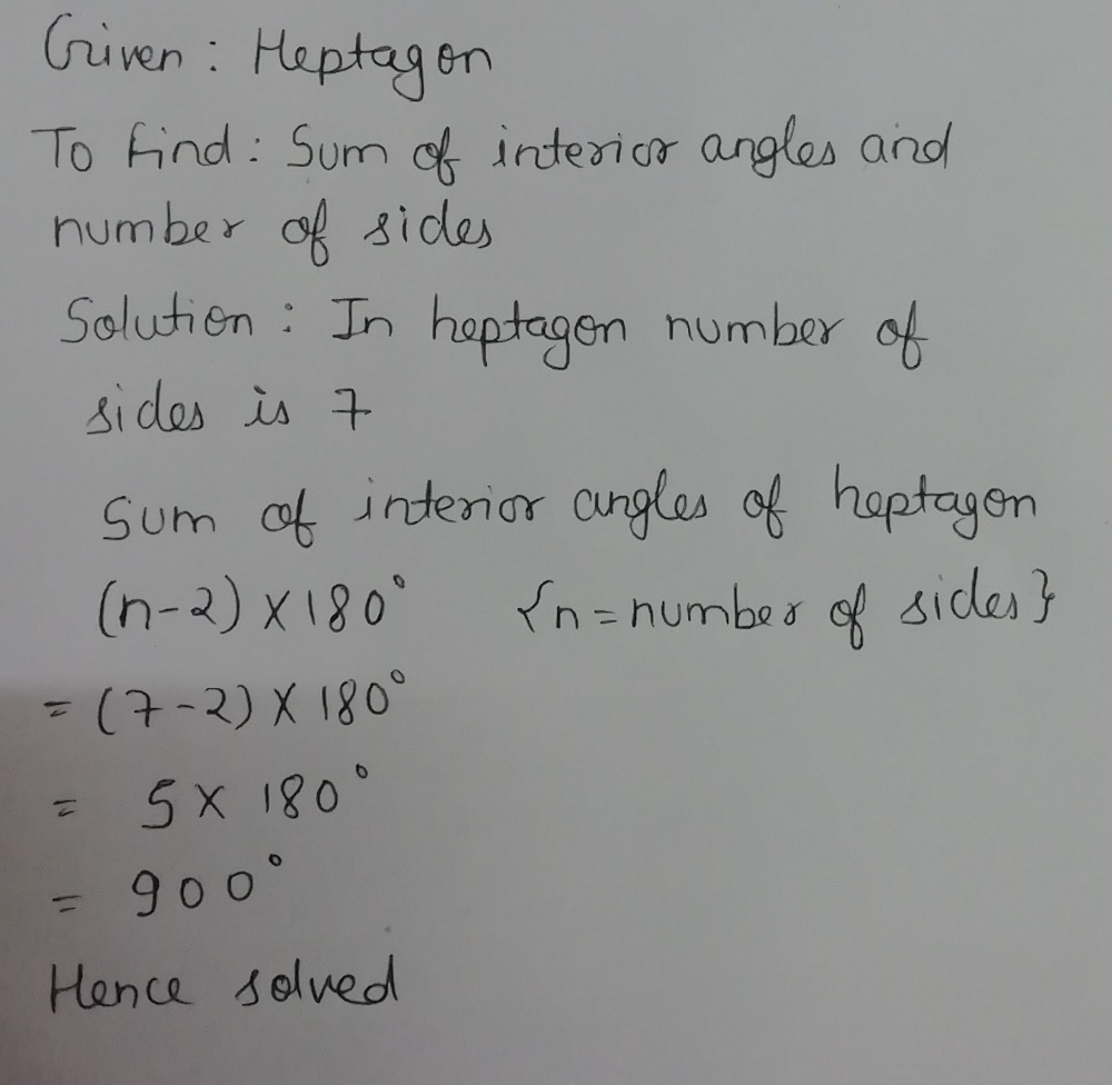 Calculate The Sum Of Interior Angles For A Hepta Gauthmath Calculate The Sum Of Interior Angles For A Hepta Gauthmath