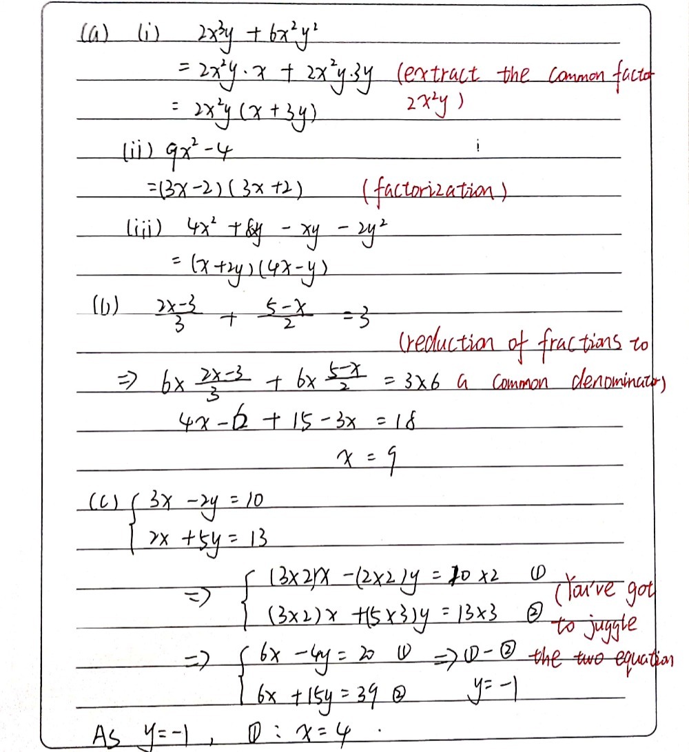 A Factorise Completely I 2x3y 6x2y2 Ii 9x2 4 Ii Gauthmath