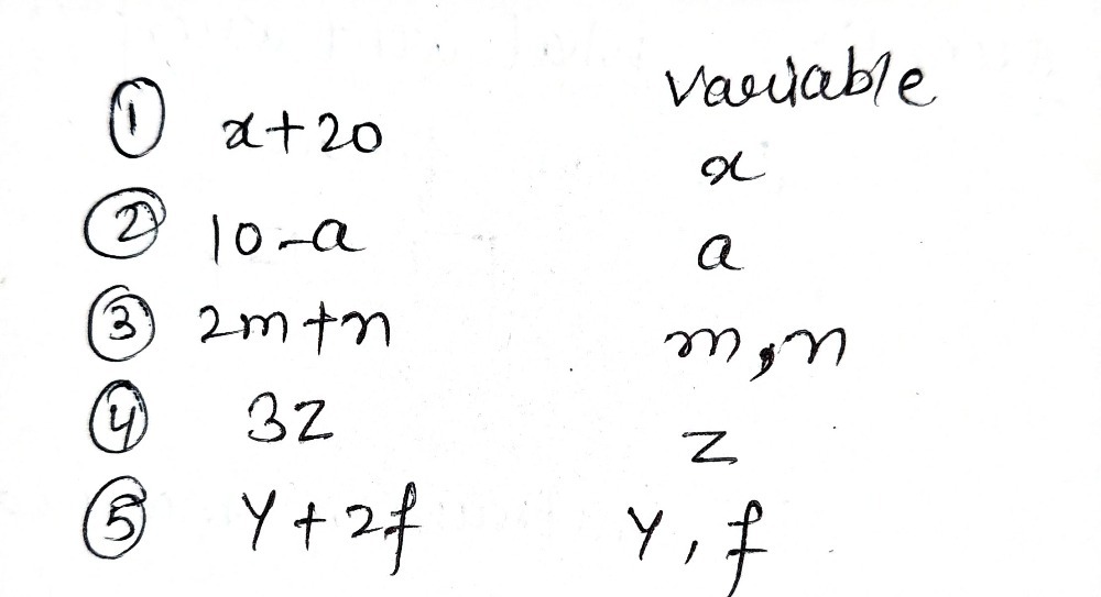 Determine The Variables In The Given Expression 1 Gauthmath