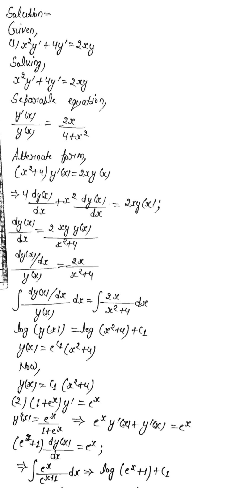 Evaluate The Following Differential Equations To G Gauthmath