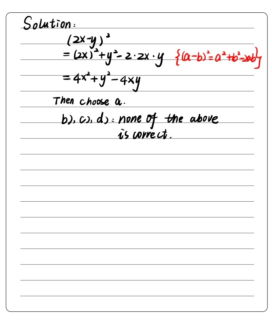A 9 9 2x Y2 5 A 4x2 4xy Y2 B X2 2xy Y2 C 4x2 Y2 Gauthmath
