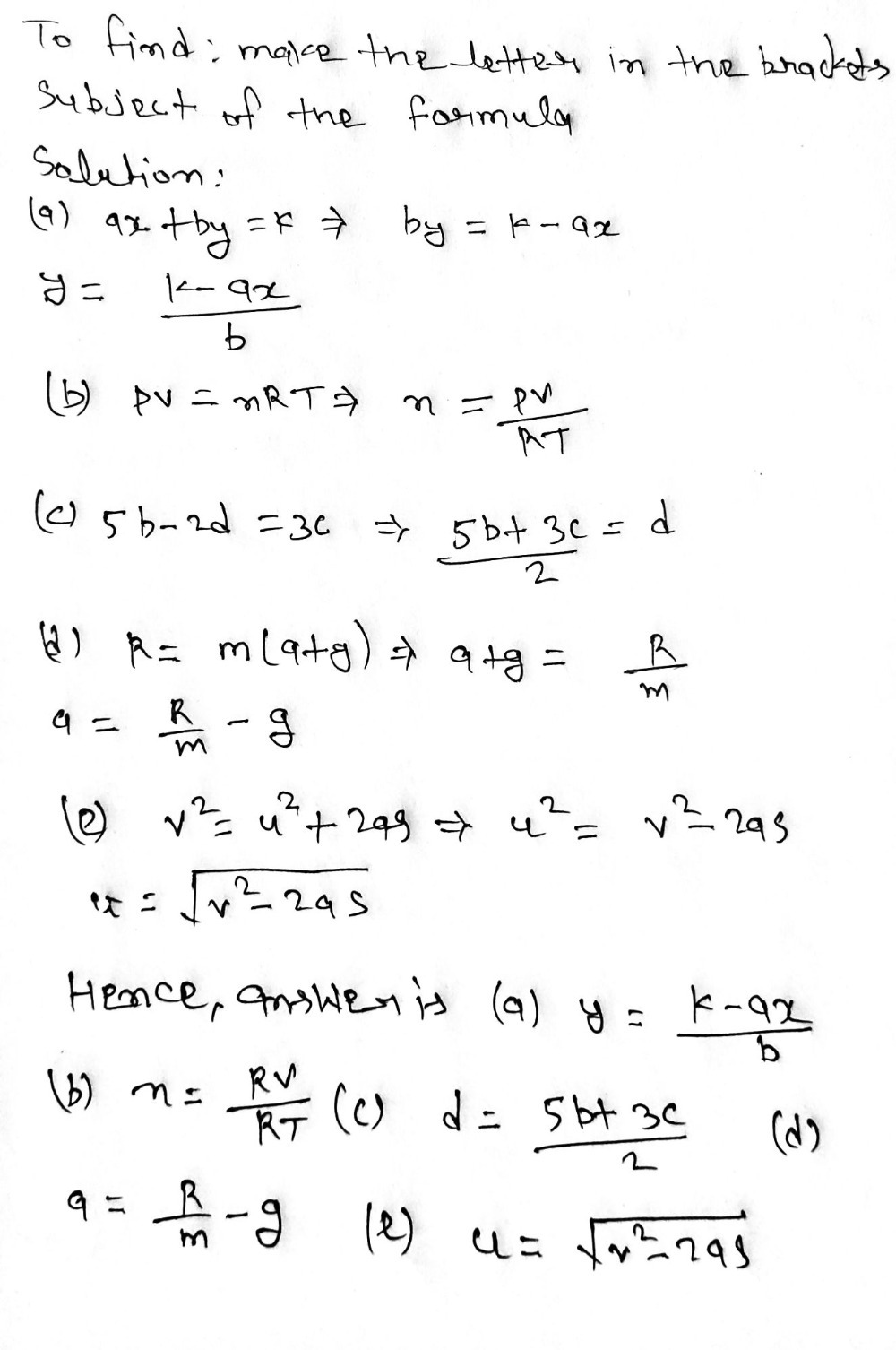 Q No 4 In Each Of The Following Cases Make The L Gauthmath