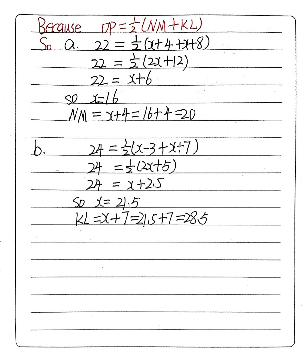 1 Klmn Is A Trapezoid With Median Overline Op A Gauthmath