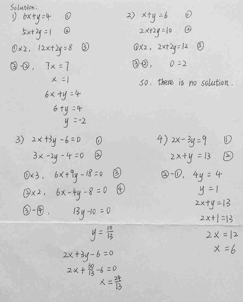 Ii Solve The Following Pairs Ofsirnultaneous Gauthmath