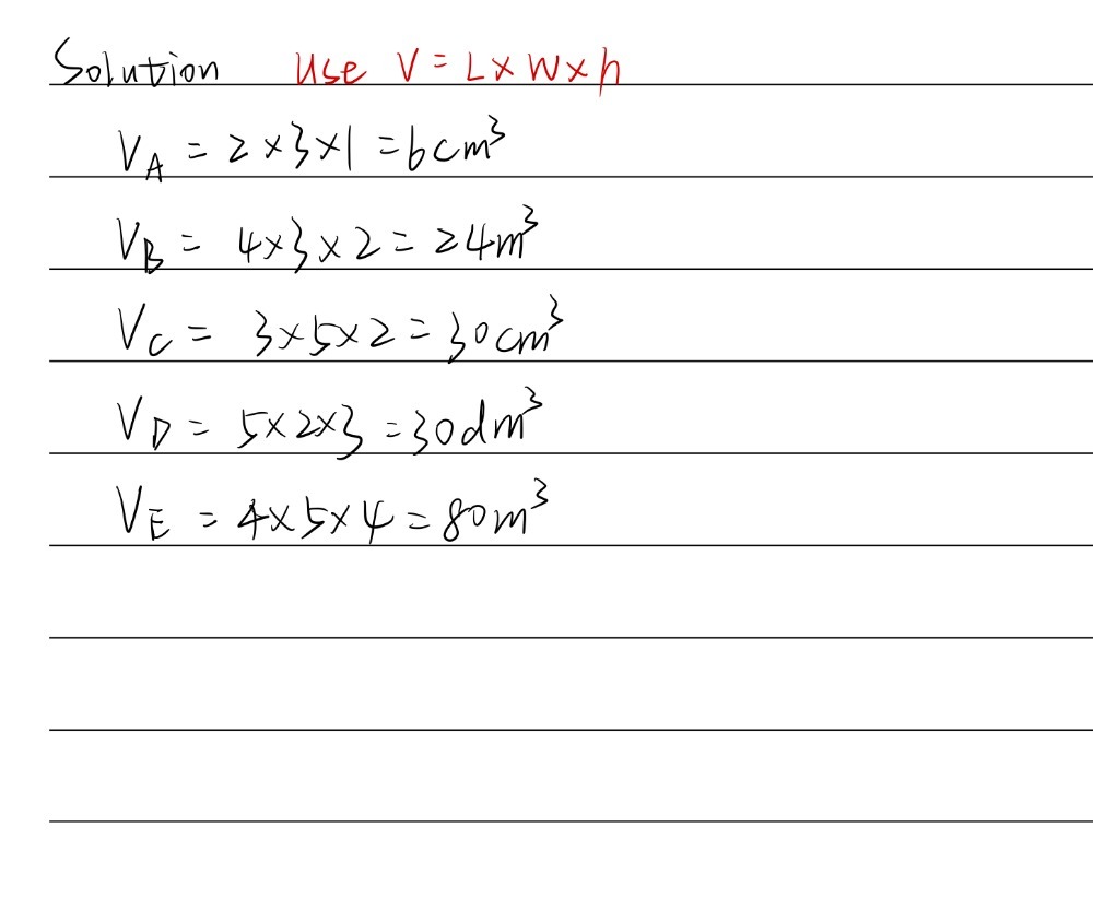 Use The Formula To D In Cubic Units Such As Cubic Gauthmath