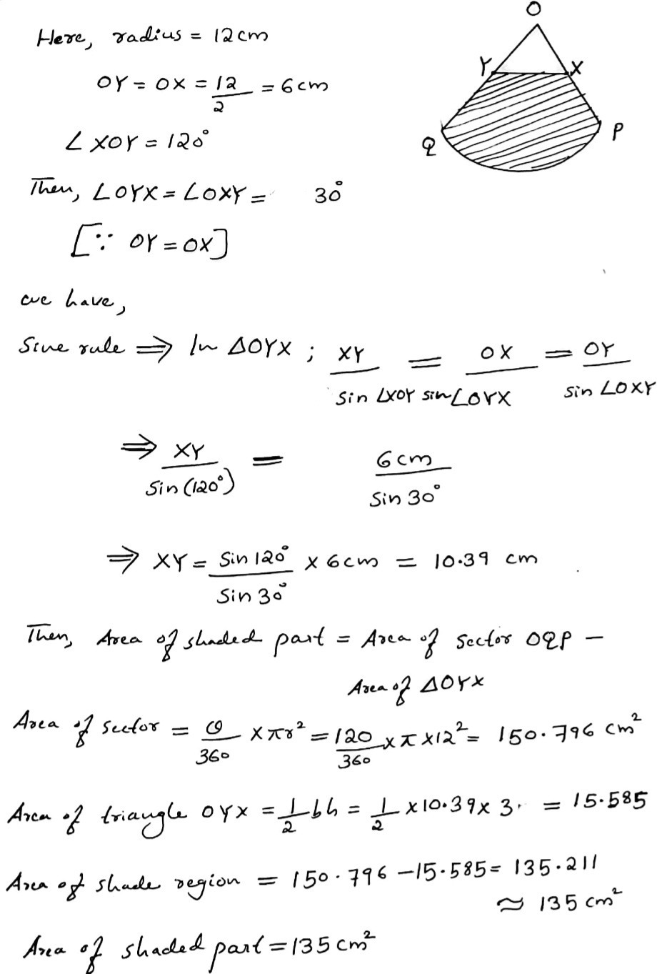 In The Diagram Oqp Is A Sector Of A Circle Centre Gauthmath