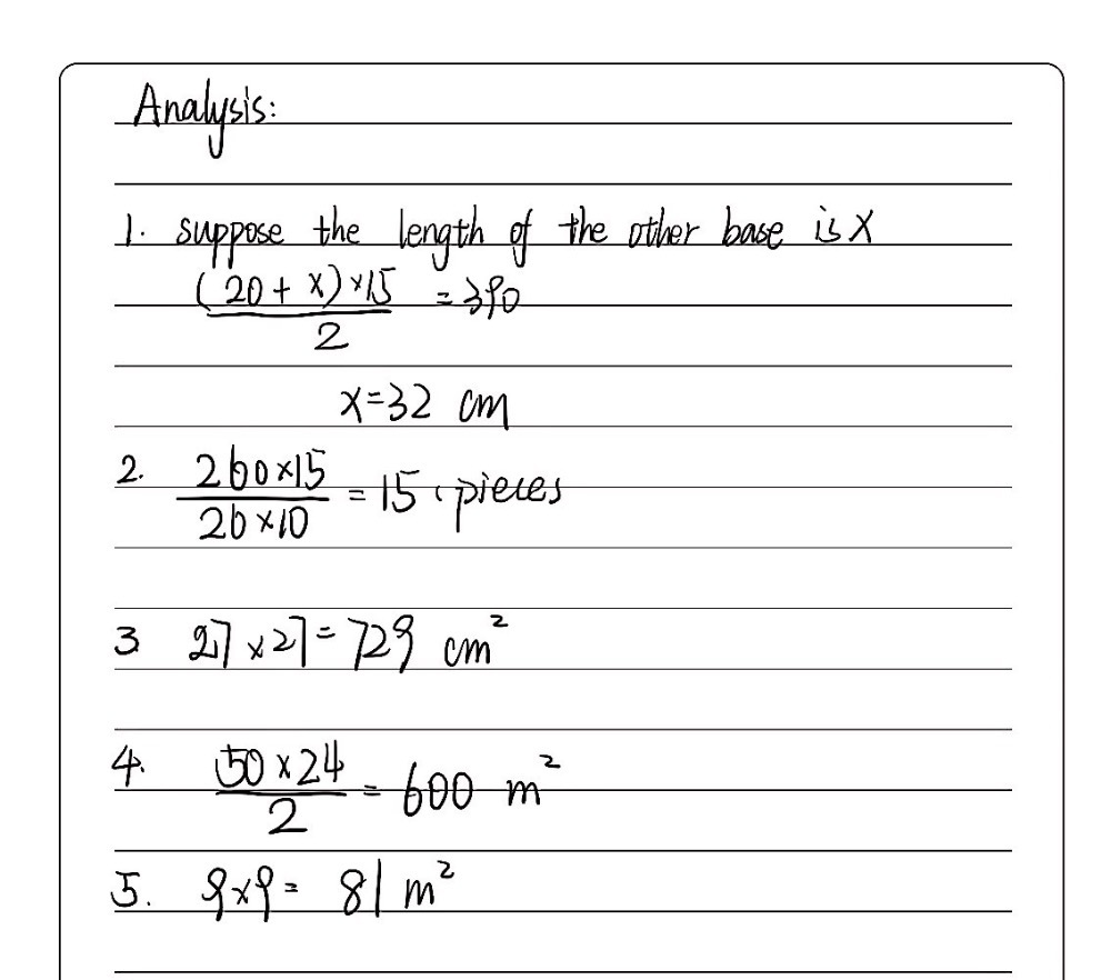 1 The Area Of A Trapezoid Is 390cm2 If Its Heig Gauthmath