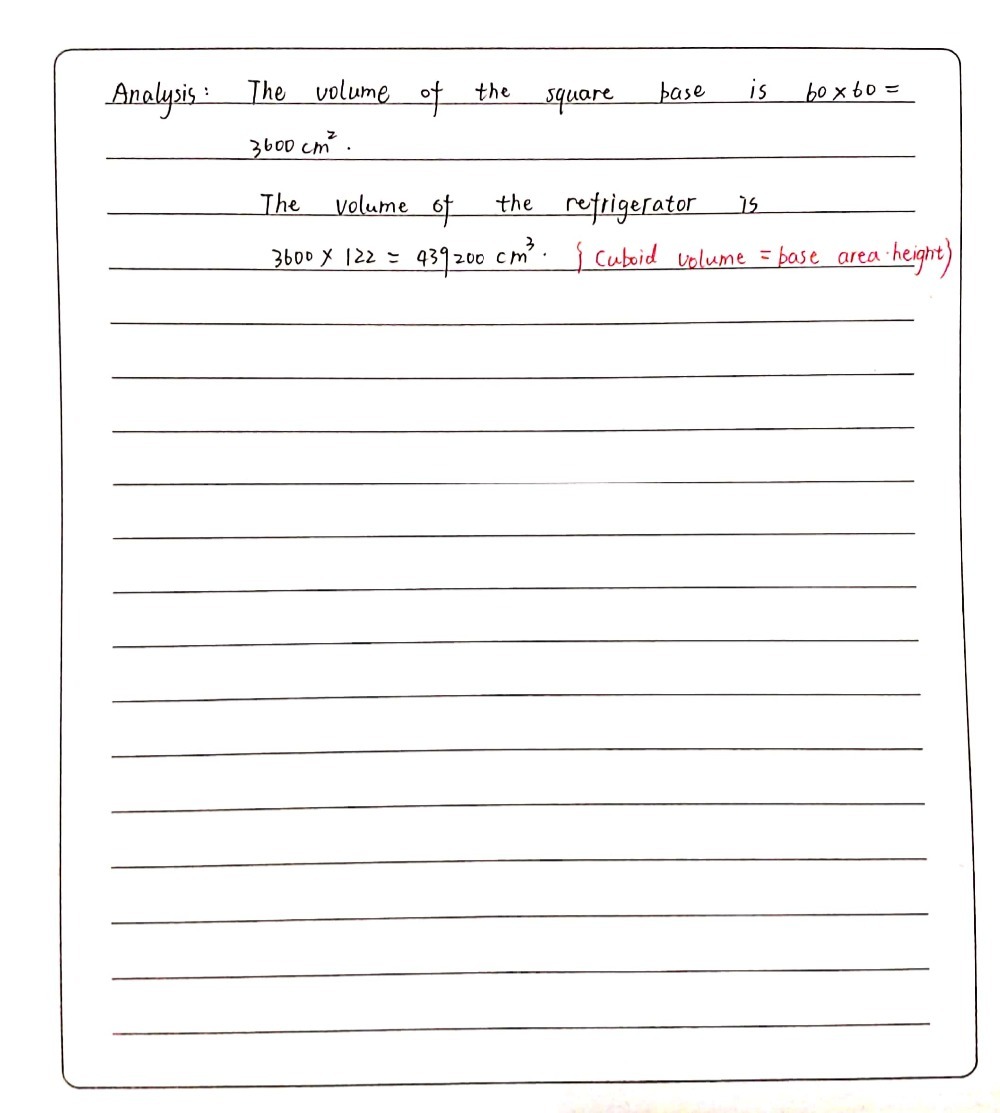 2 A Refrigerator Has A Square Base With Each Si Gauthmath