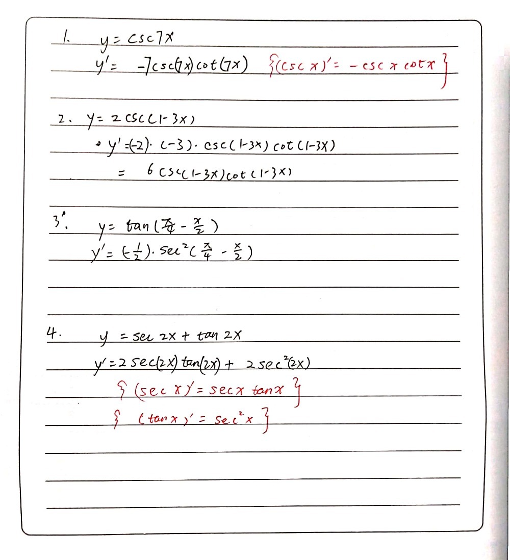 Find The Derivative Of The Following Functions 1 Gauthmath Find The Derivative Of The Following Functions 1 Gauthmath