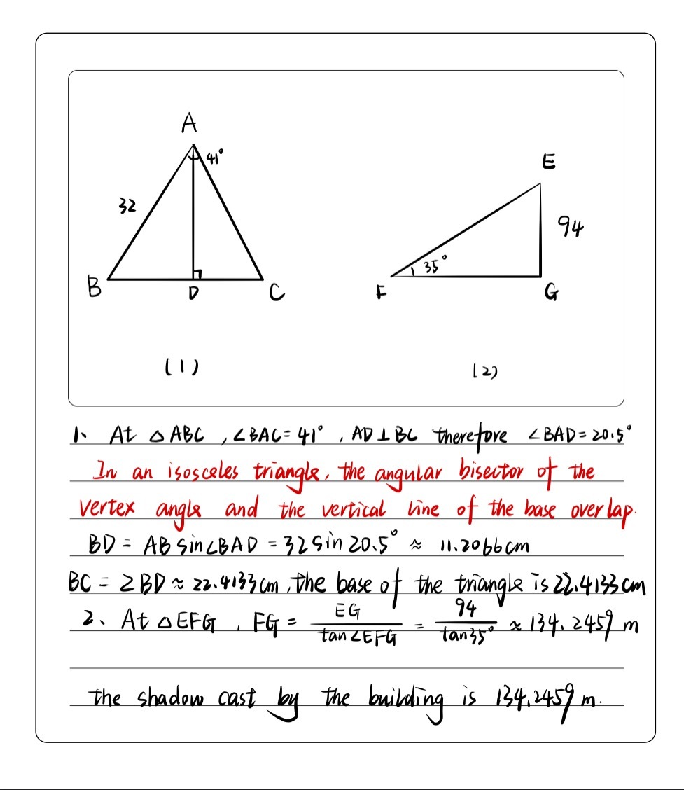 1 The Vertex Angle Of An Isosceles Triangle 41 Gauthmath