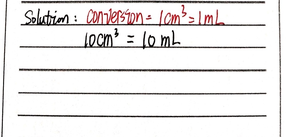 Convertthe Following 1 10 Cm3 To Ml Gauthmath