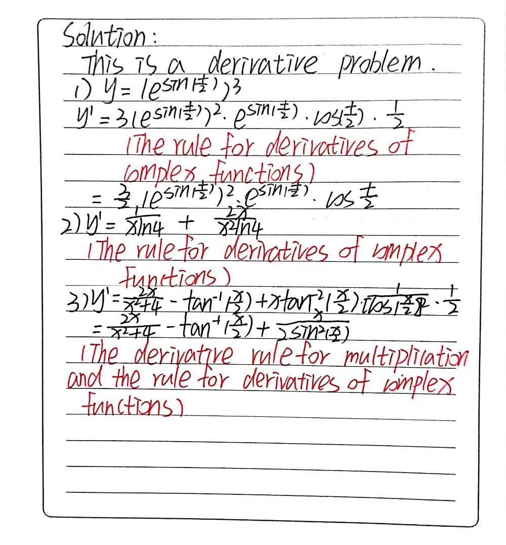 Derivative The Following 1 Y Esin L 2 3 2 Y Lo Gauthmath