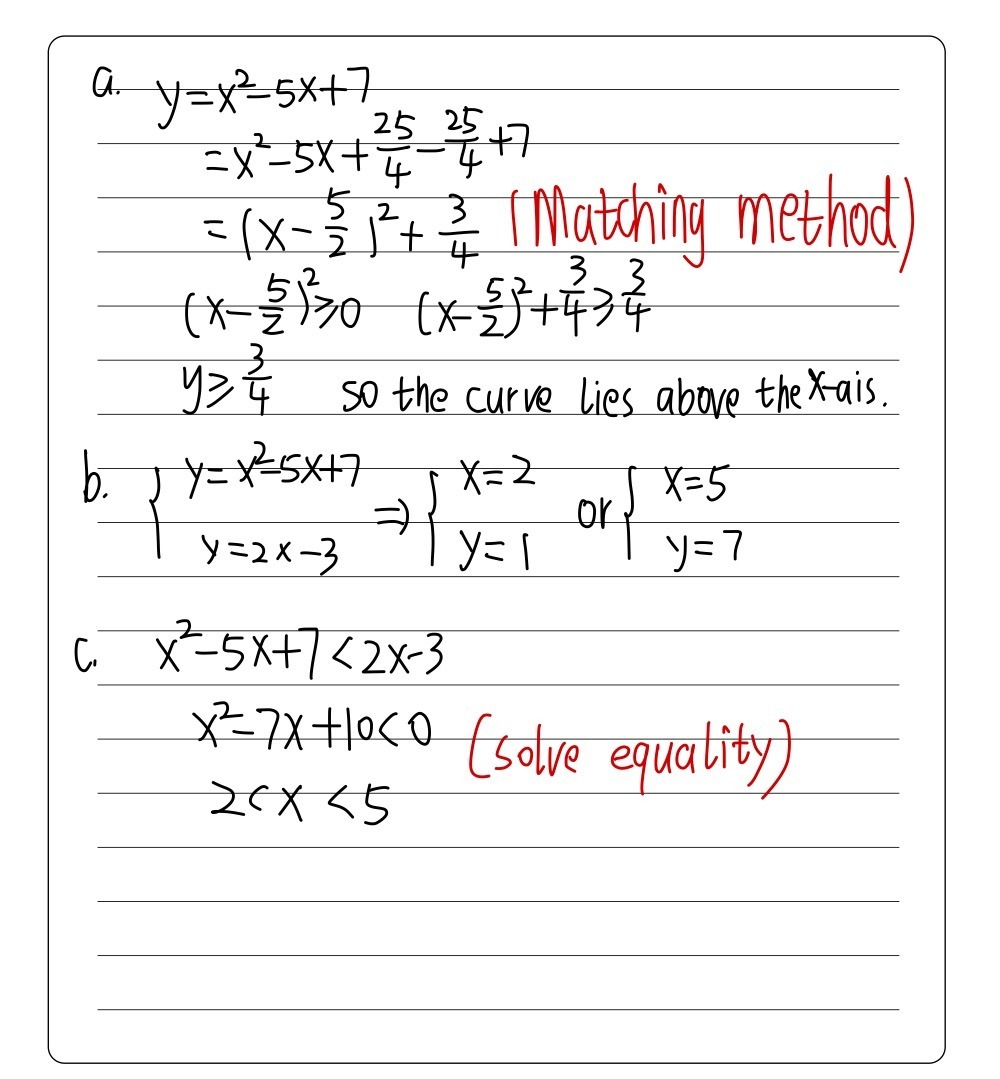 8 A Curve Has Equation Y X2 5x 7 And A Line Has Eq Gauthmath