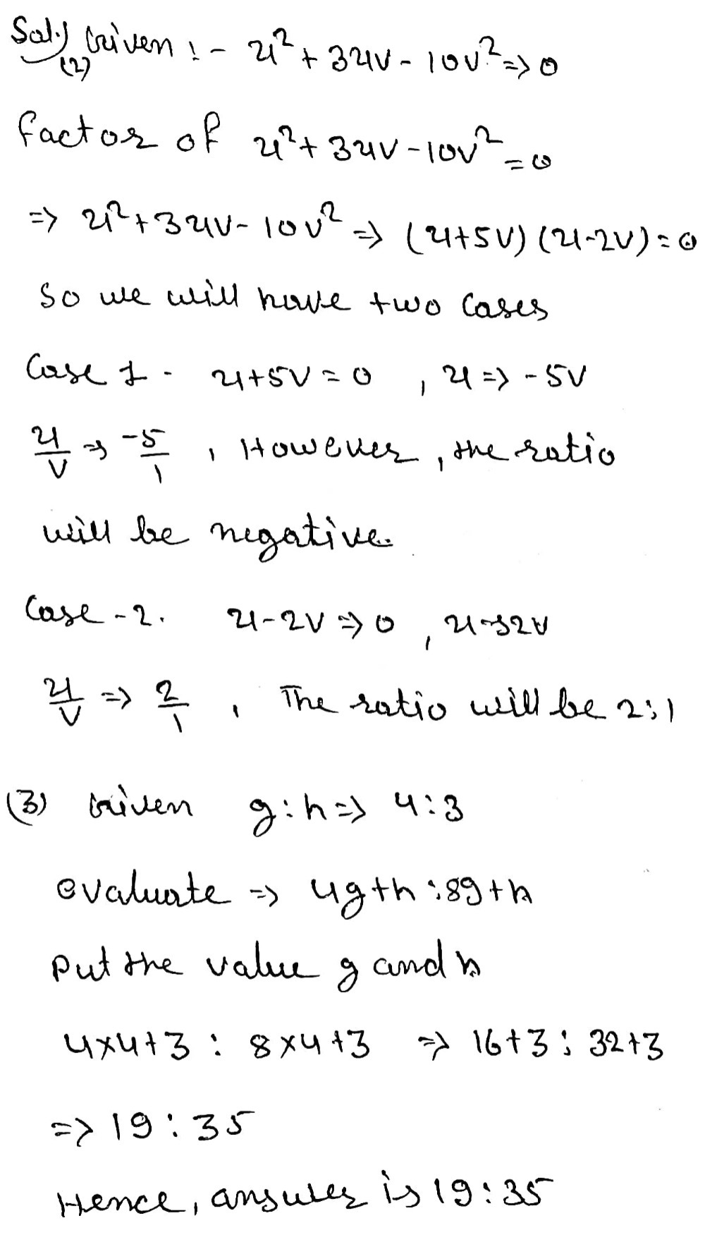 2 Solve For The Ratio U V If Upsilon 2 3uv Gauthmath