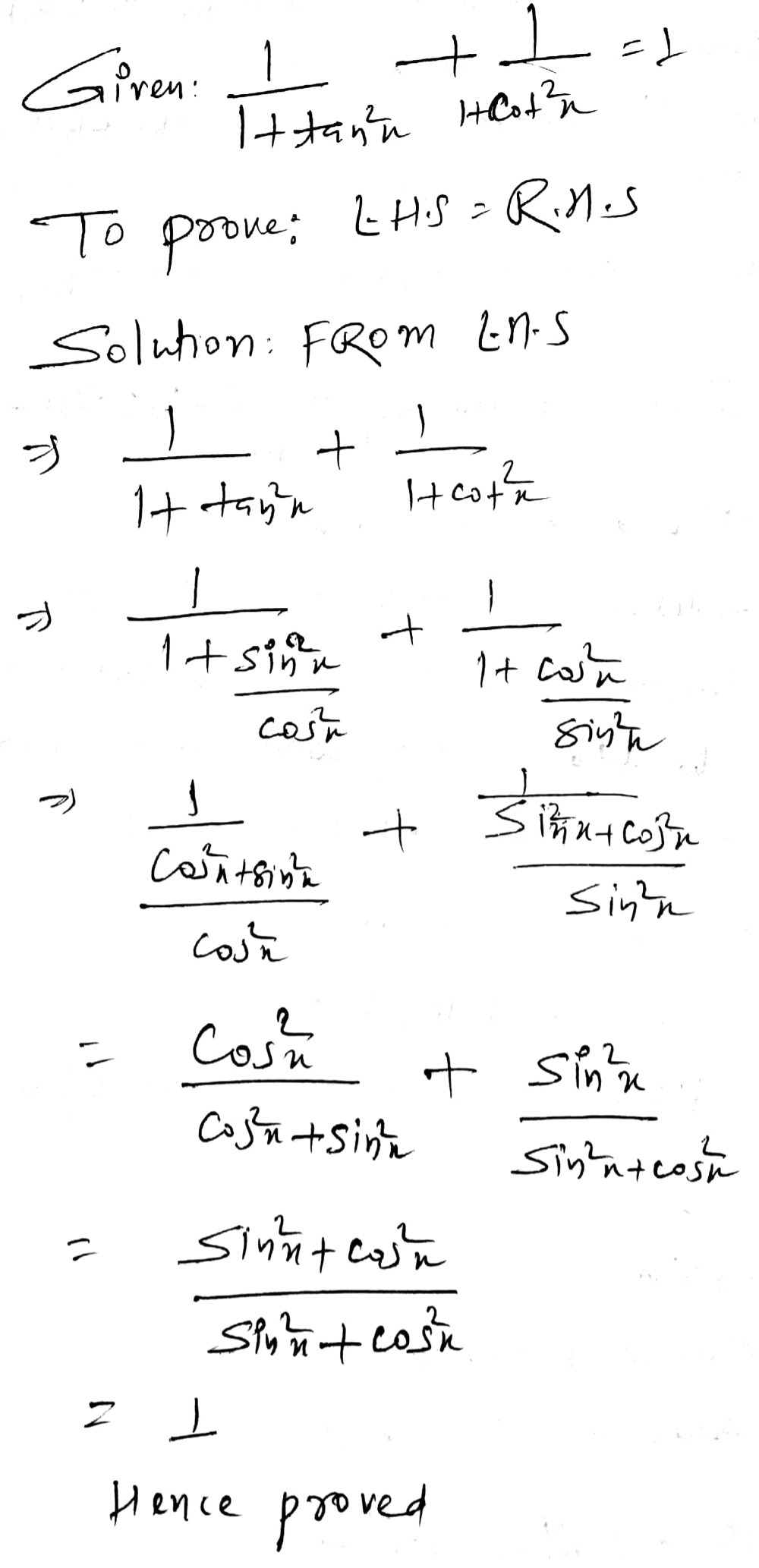 Frac 11 Tan 2x Frac 11 Cot 2x 1 Gauthmath