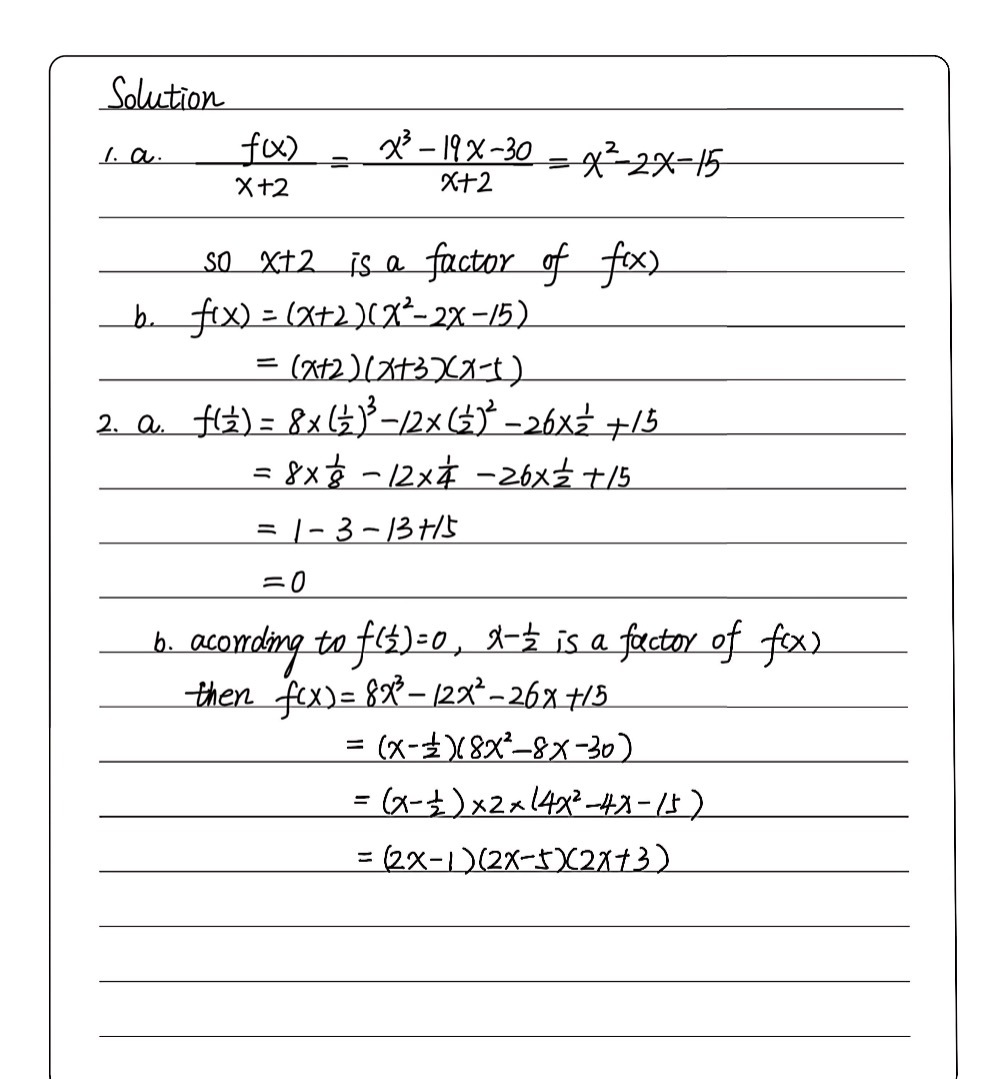 Solve Each Problem 1 Let Fx X3 19x 30 A Show Gauthmath