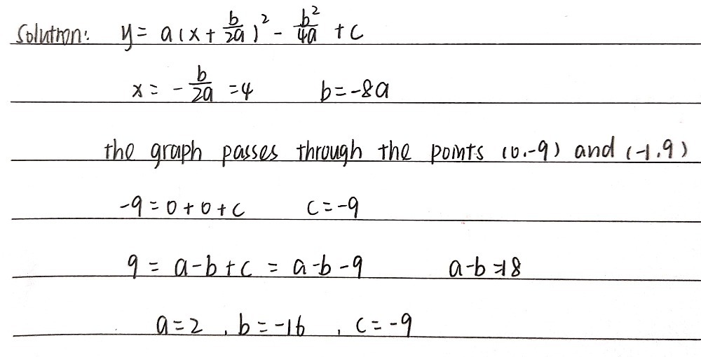 2 The Graph Of Y Ax2 Bx C Passes Through The Point Gauthmath