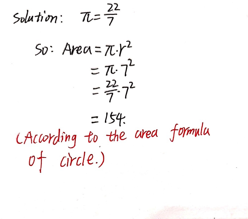 A What Is The Area Of The Circle Use P 22 7 Gauthmath