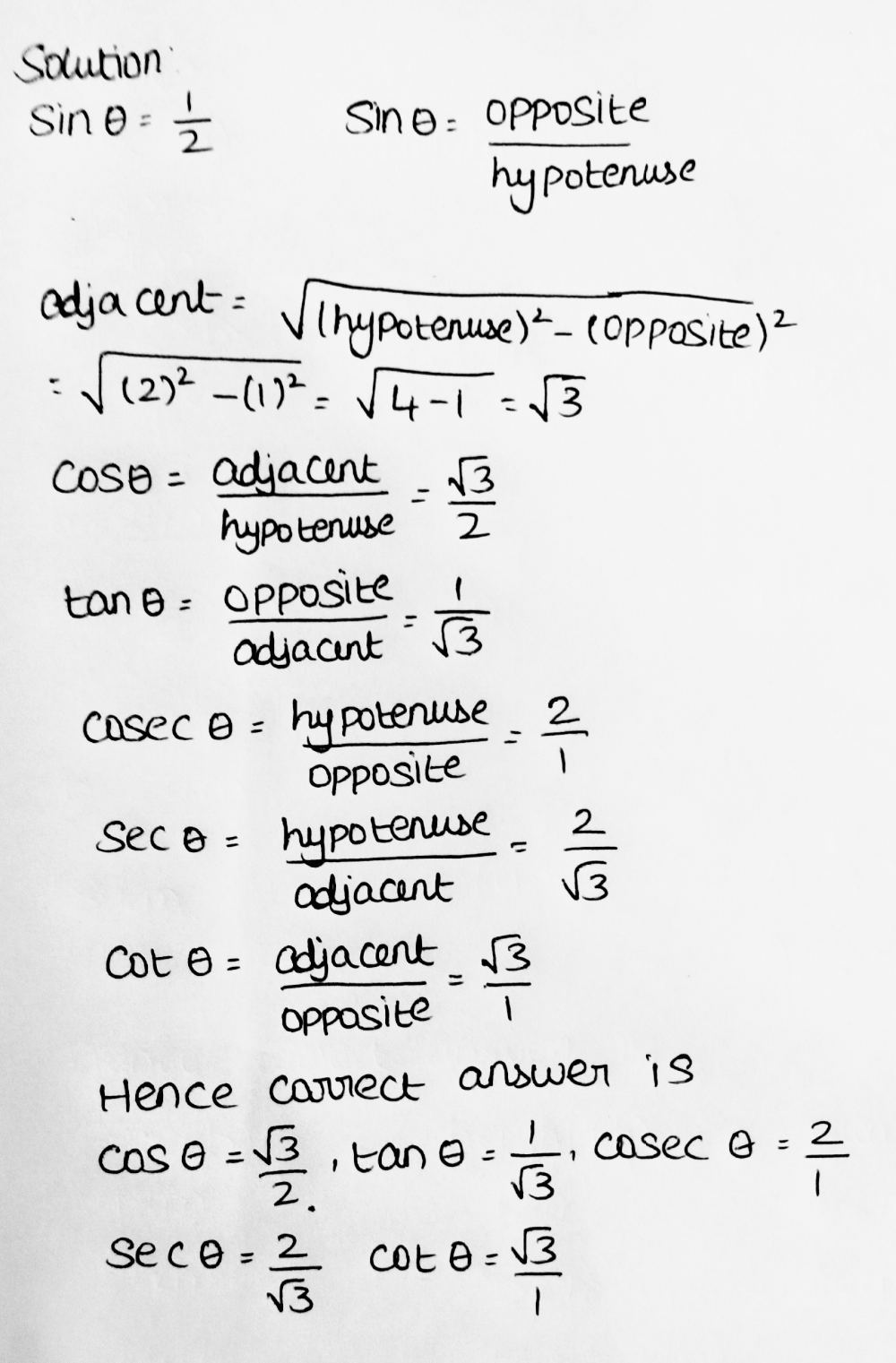 1 If Sin 8 1 2 Find The Values Of Other F Gauthmath