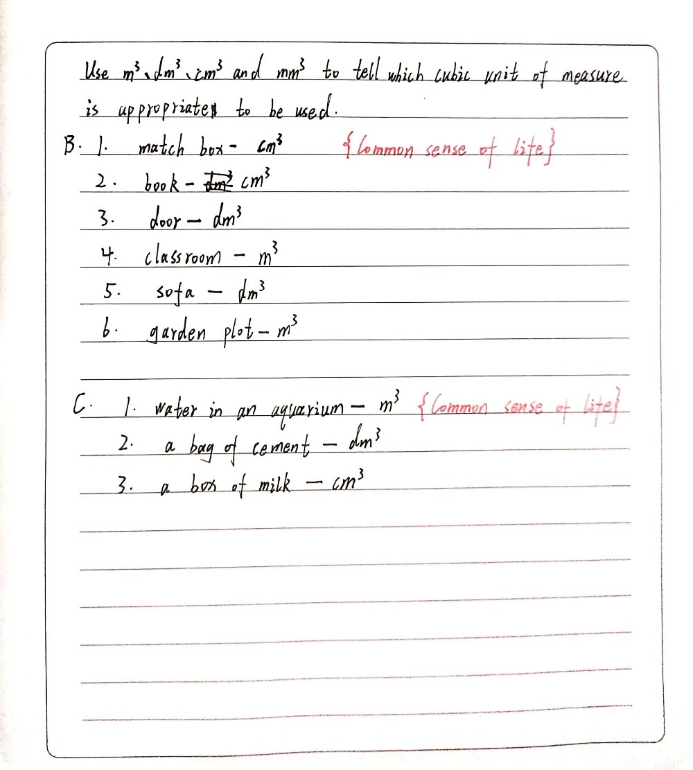 B Use M3 Dm3 Cm3 And Mm3 To Tell Which Cubic Unit Gauthmath