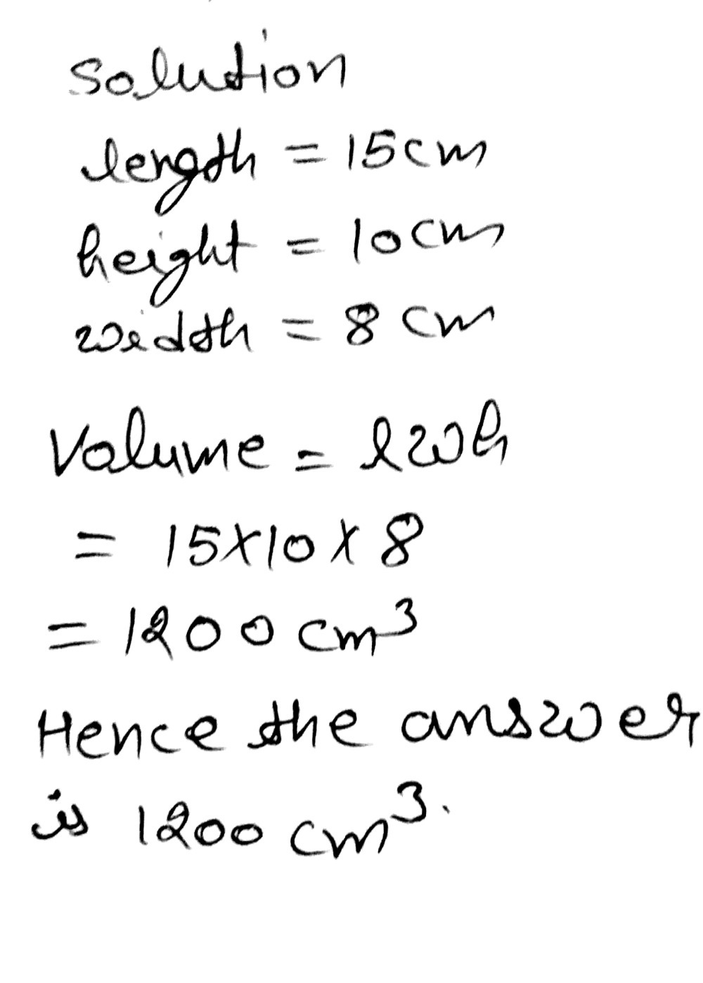 H 10 Cm S 1 W 8 Cm I 15 Cm Gauthmath