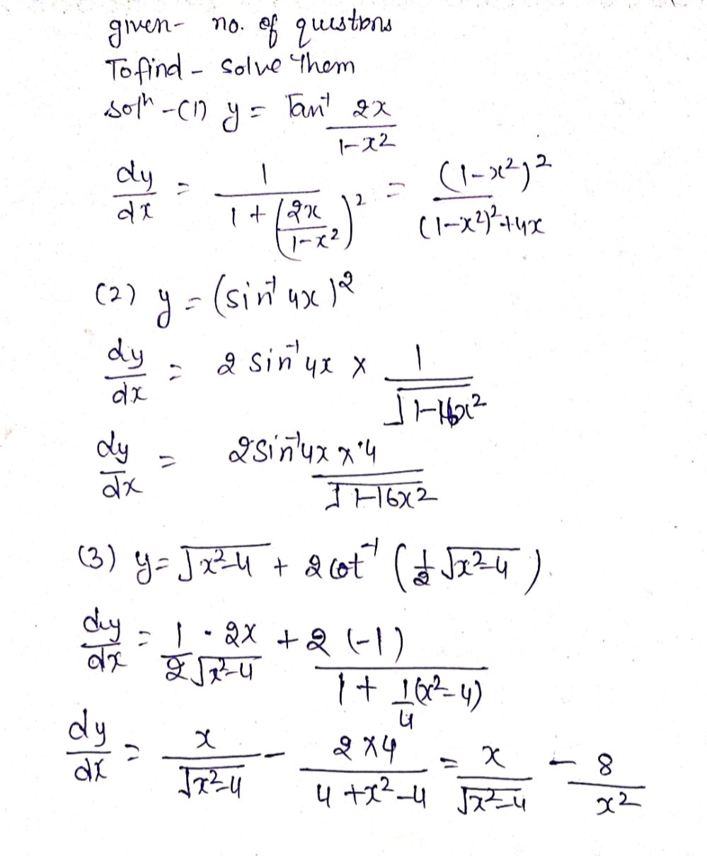 A Find The Derivative Of Each Function 1 Y Tan Gauthmath