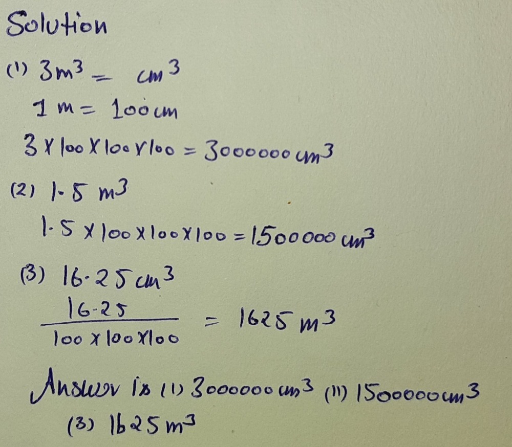 C Convert Each Cubic Meter To Cubic Centimeter An Gauthmath