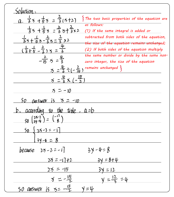 1 A Solve For X In The Equation 1 3 X 1 5 X Gauthmath