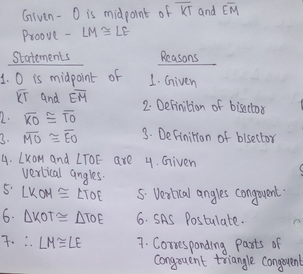 K Statements Reasons 1 Given 3 Definition C Ector Gauthmath