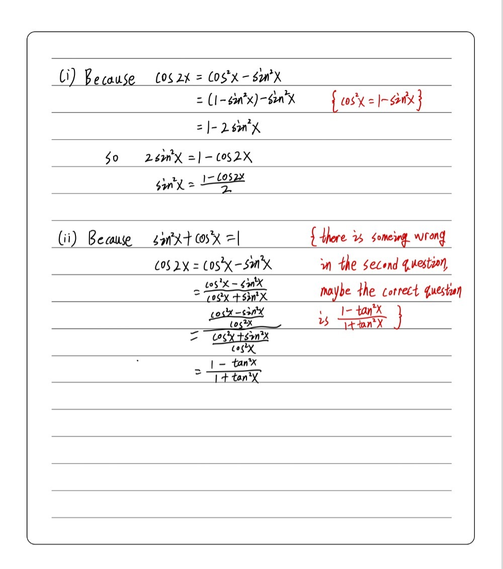 B Prove Each Of The Following Identities I Sin 2 Gauthmath