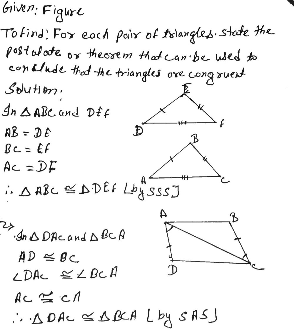 For Each Pair Of Triangles State The Postulate Or Gauthmath