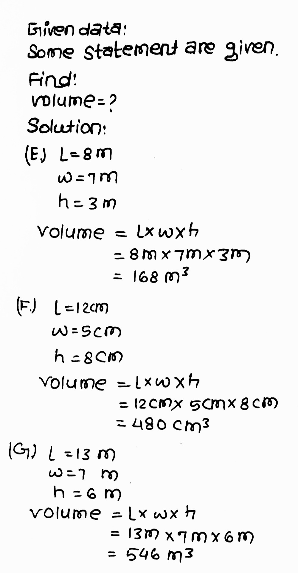 E L 8 M F L 12 Cm G L 13 M W 7 M W 5 Cm W 7 M H Gauthmath