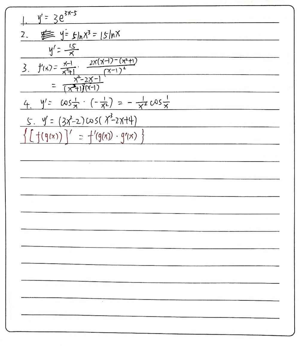 For Items 1 5 Find The Derivative Of Each Of The Gauthmath