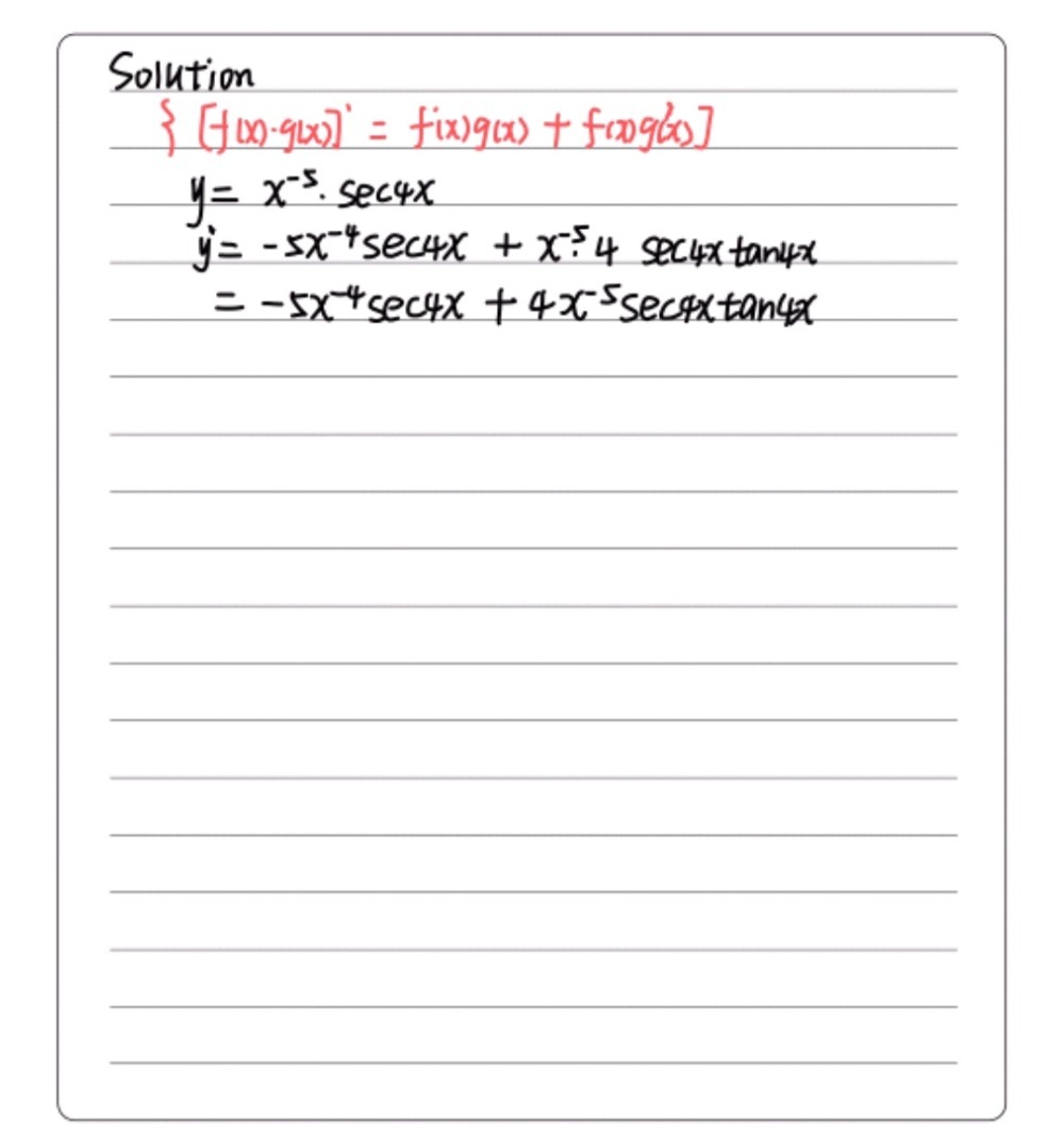 1 Given Y X 5 Sec 4x Differentiate In Terms Gauthmath