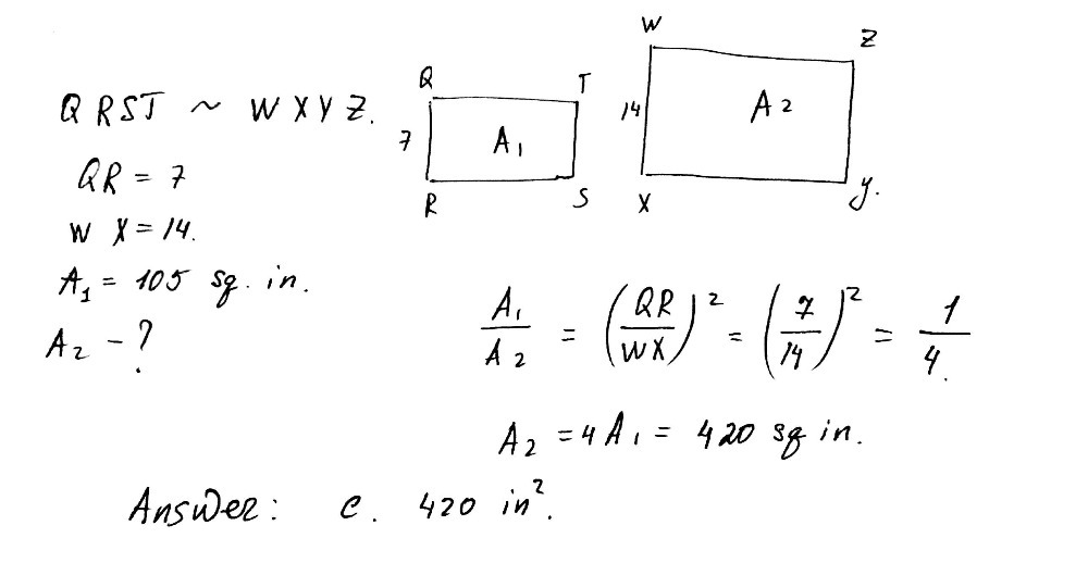 Qrst Wxyz The Area Of Qrst Is Given Find The Ar Gauthmath