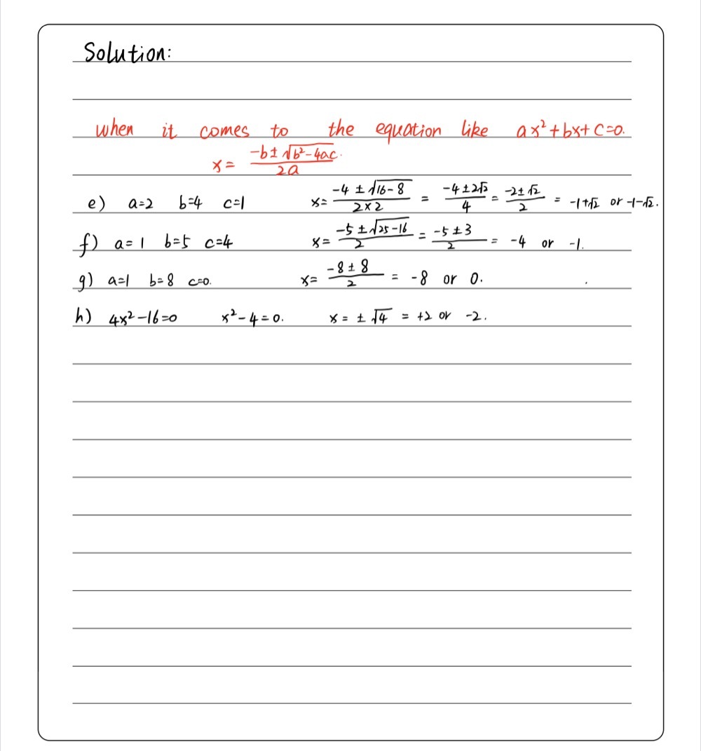 E 2x2 4 1 0 F X2 5 4 0 G X2 8x 0 H 4x2 16 Gauthmath