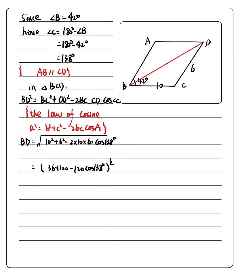 A parallelogram has sides of lengths 10 and 6, and - Gauthmath