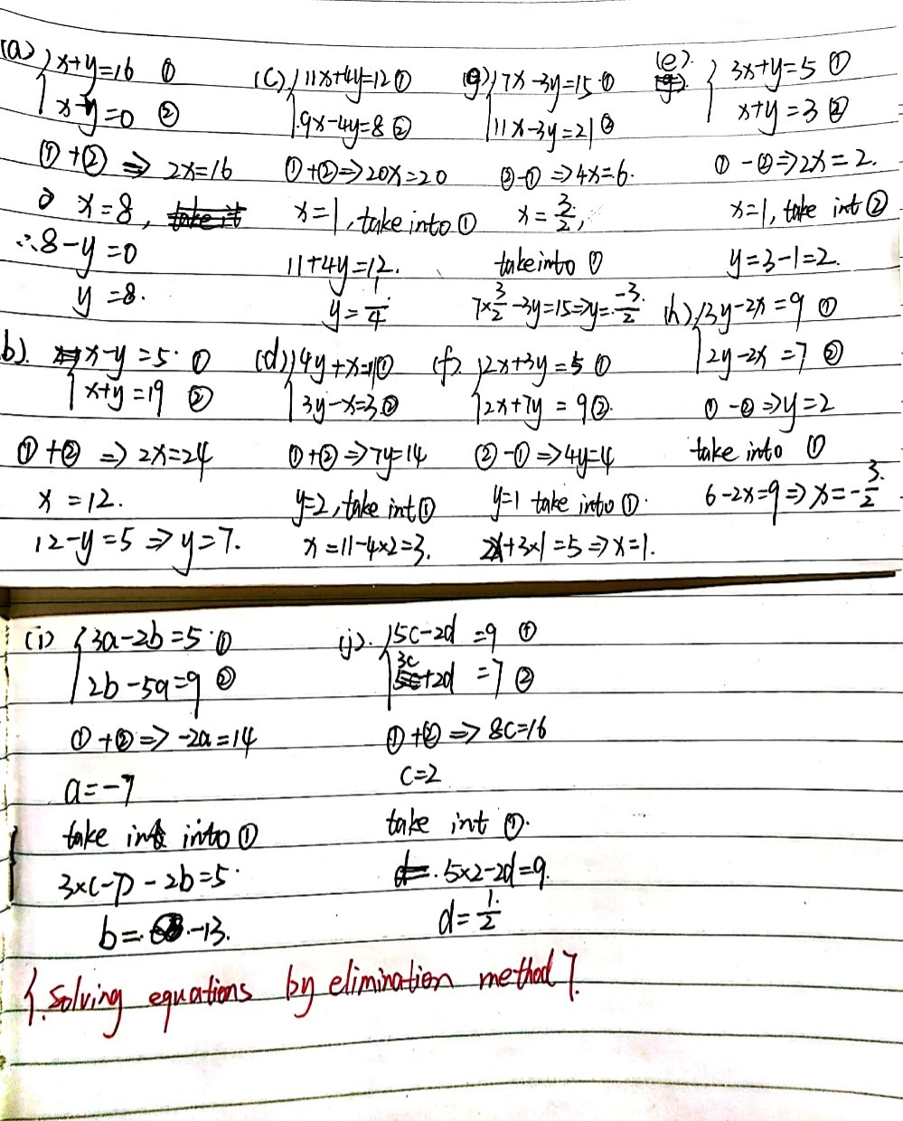 2 Using The Elimination Method Solve Each Of Li Gauthmath