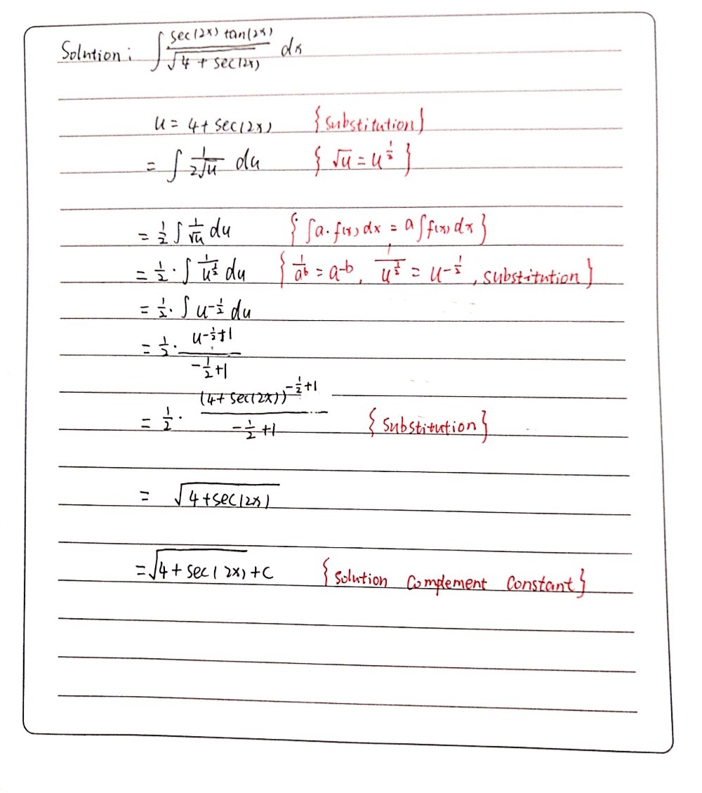 Integral Using Substitution T Frac Sec 2x T Gauthmath