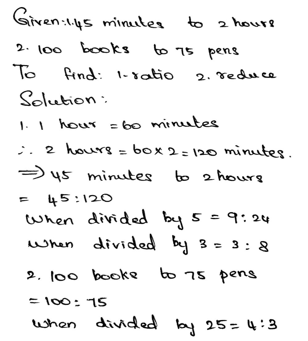 1 What Is The Simplified Ratio 45 Minutes To 2 Ho Gauthmath