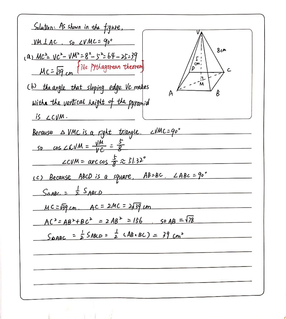 solved: vabcd is a pyramid with rectangular base of... Solved: A right pyramid has apex V and square base ABCD. The vertical ...