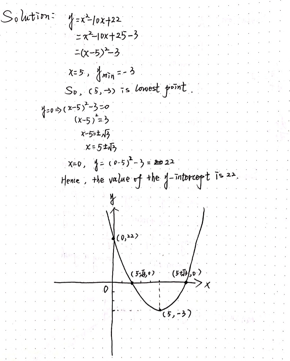 B Sketch The Graph Of Y X2 10x 22 Show Clearly Th Gauthmath