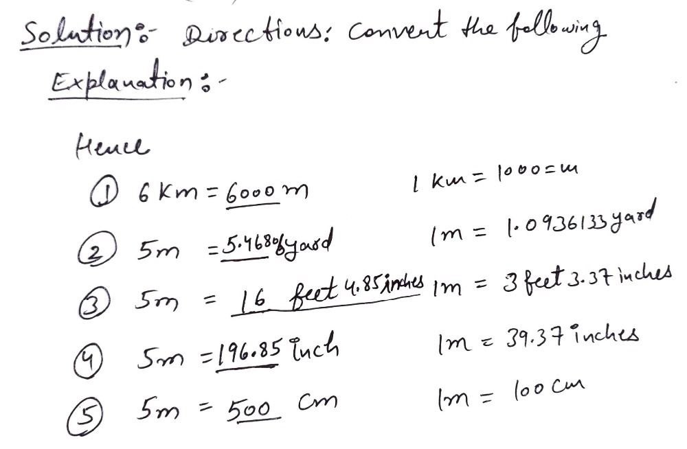 Ii Directions Convert The Following 1 6 Km Und Gauthmath