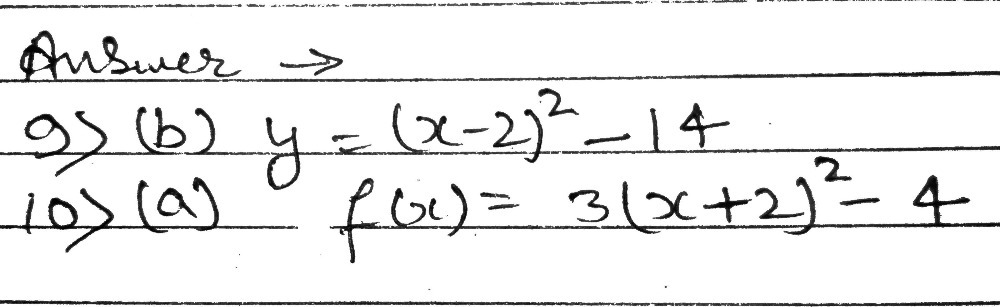 9 Transform Y X2 4x 10 Into The Form Y Ax H2 K A Gauthmath