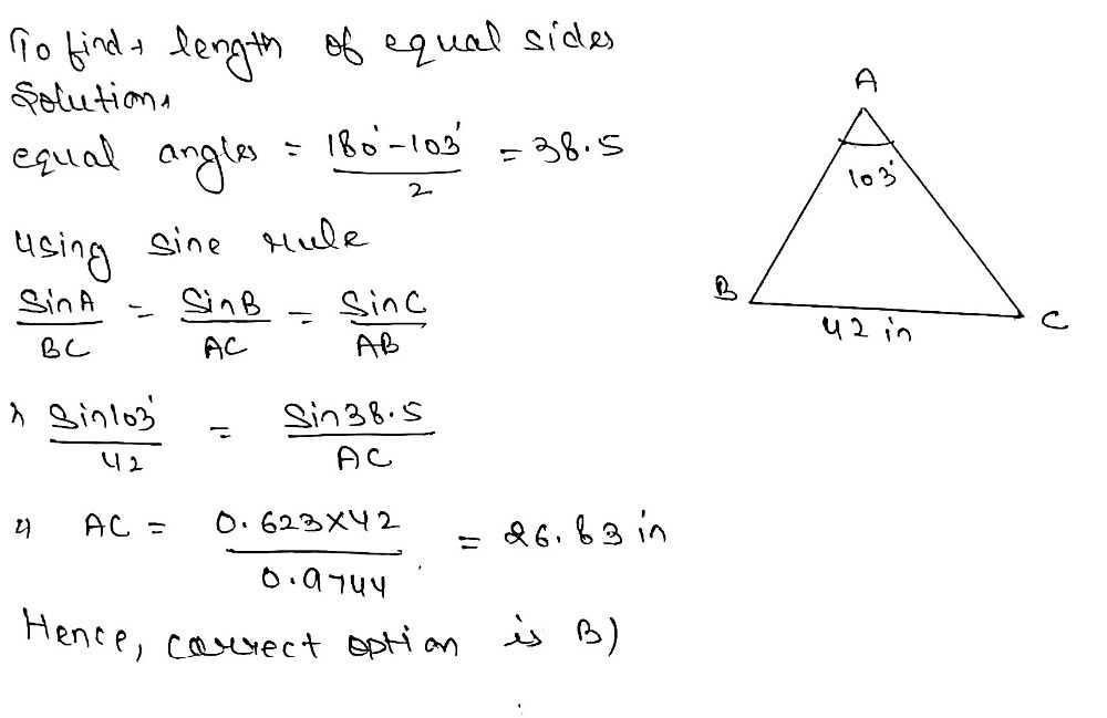 The Vertex Angle Of An Isosceles Triangle Measures 42