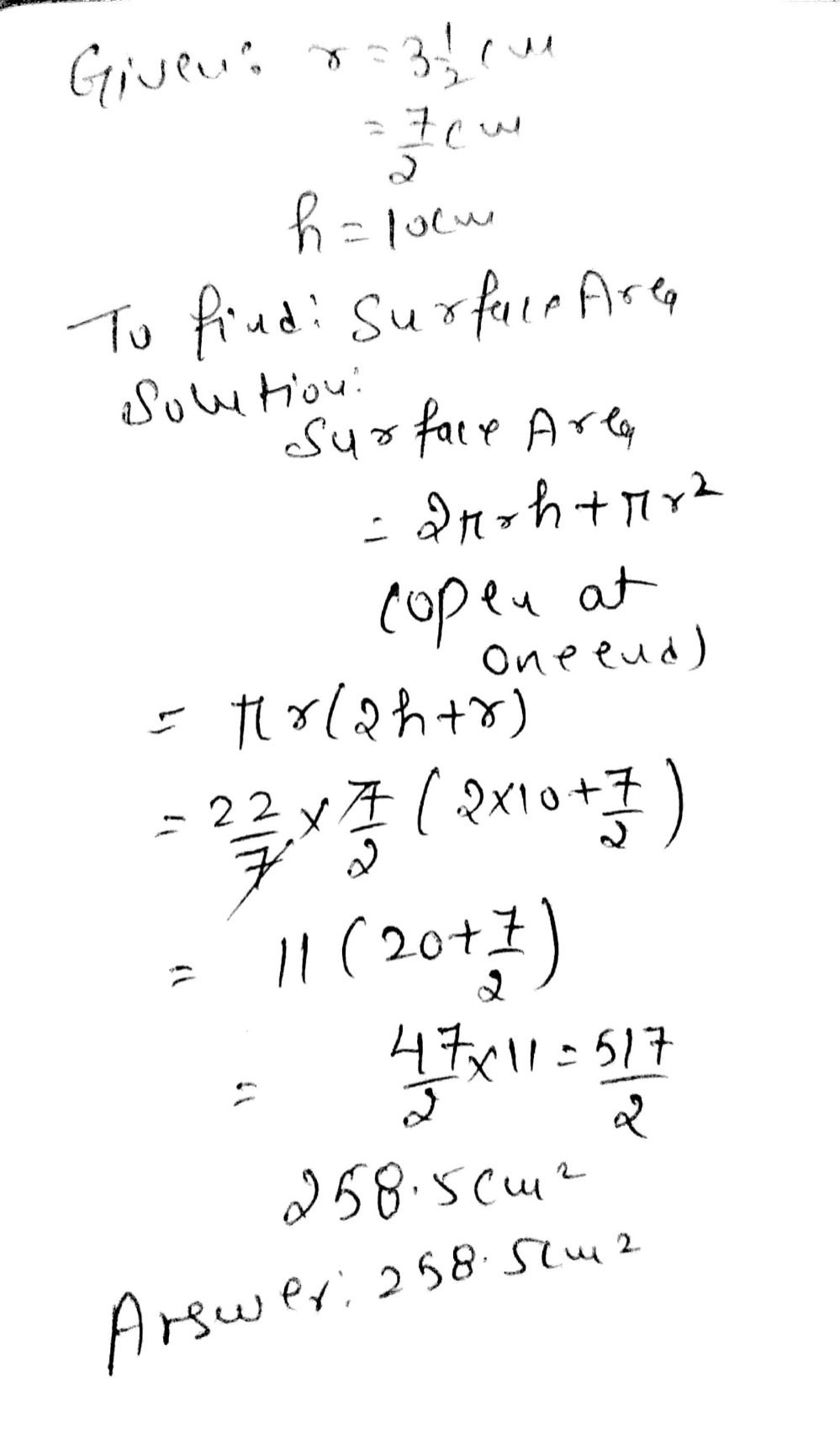 A Cylinder That Is Opened At One End Has A Base Ra Gauthmath A Cylinder That Is Opened At One End Has A Base Ra Gauthmath
